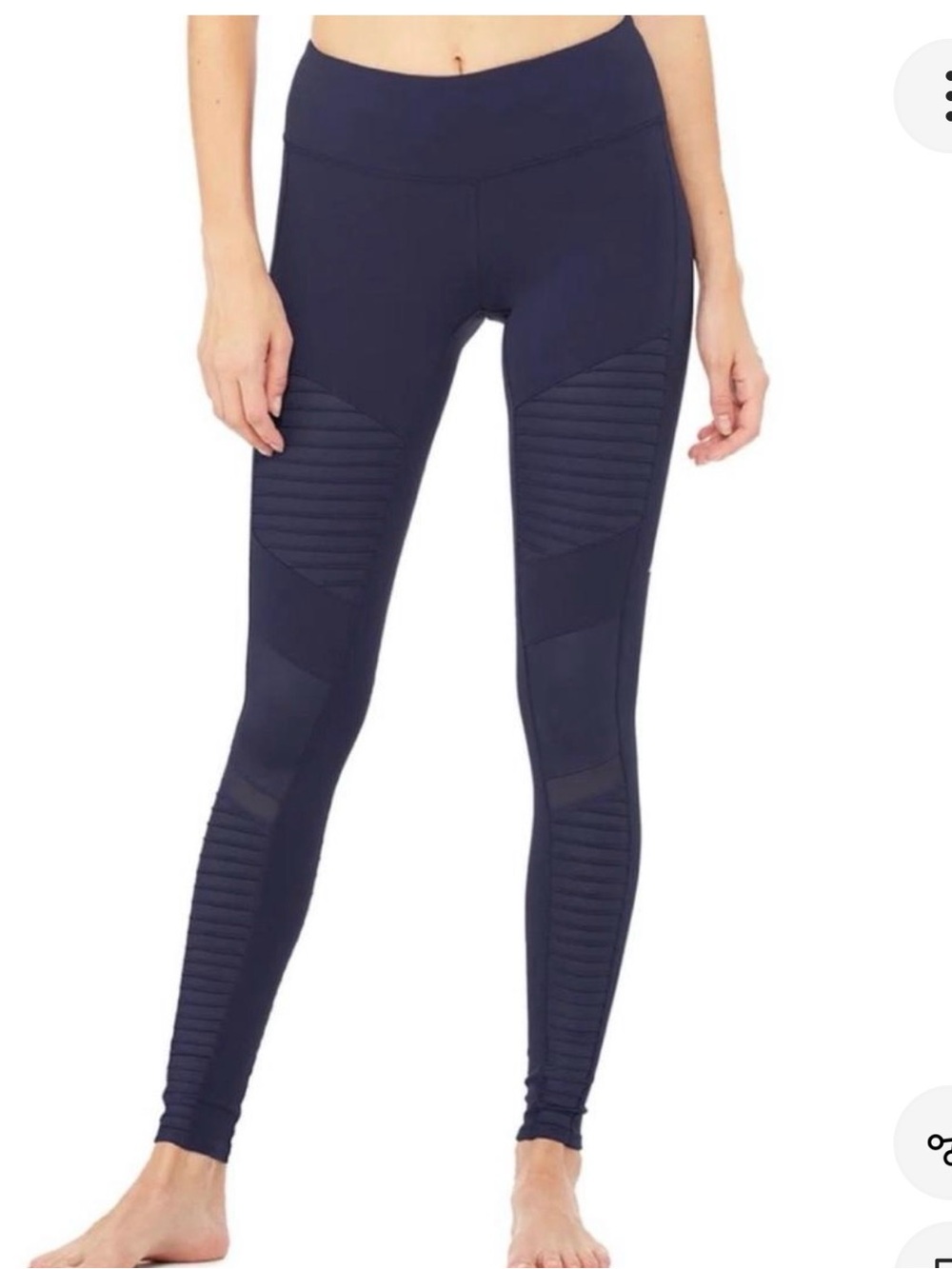 ALO Yoga Navy Ribbed Moto-Style High-Rise Leggings